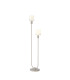 Hudson Stepped Floor Lamp 2 Light E27 Beige Stone/Gloss White Wide Line Glass-1