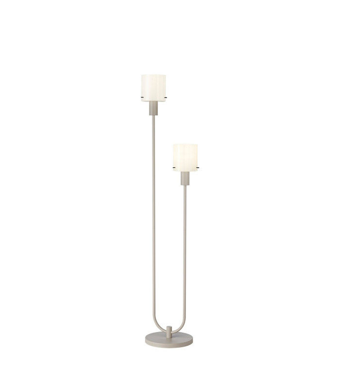 Hudson Stepped Floor Lamp 2 Light E27 Beige Stone/Gloss White Wide Line Glass-1