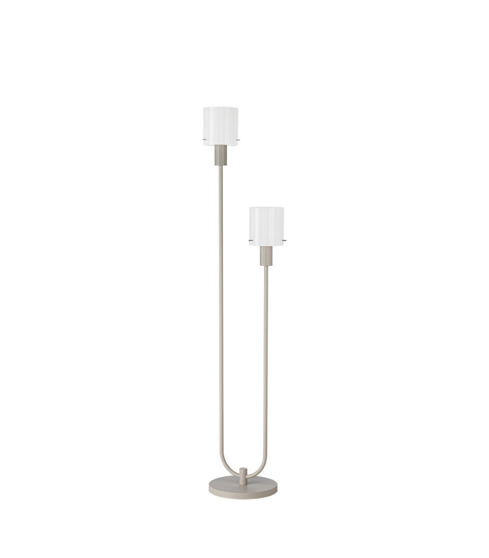 Hudson Stepped Floor Lamp 2 Light E27 Beige Stone/Gloss White Wide Line Glass-4