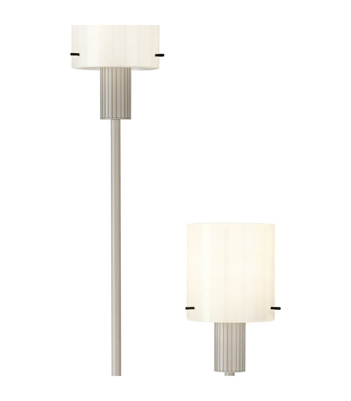 Hudson Stepped Floor Lamp 2 Light E27 Beige Stone/Gloss White Wide Line Glass-6