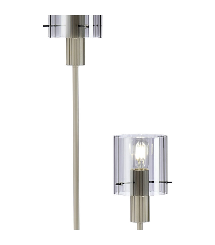Hudson Stepped Floor Lamp 2 Light E27 Beige Stone/Smoke Wide Line Glass-6