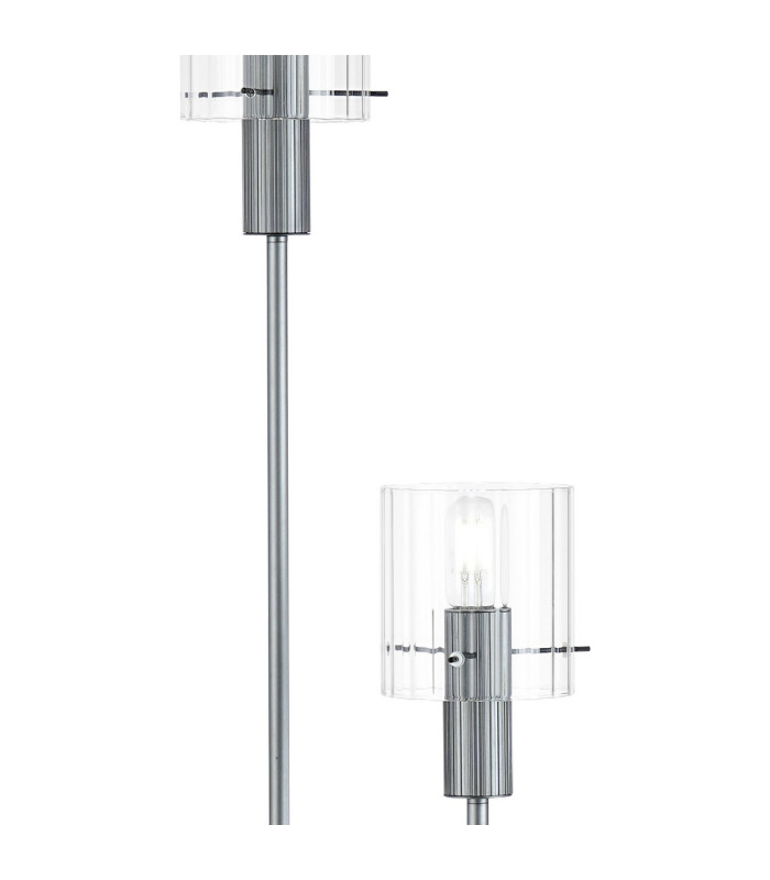 Hudson Stepped Floor Lamp 2 Light E27 Dark Grey/Clear Wide Line Glass-6