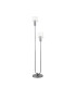 Hudson Stepped Floor Lamp 2 Light E27 Dark Grey/Frosted/Clear Wide Line Glass-1