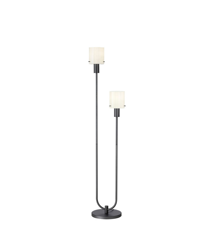 Hudson Stepped Floor Lamp 2 Light E27 Dark Grey/Gloss White Wide Line Glass-1