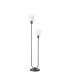 Hudson Stepped Floor Lamp 2 Light E27 Dark Grey/Gloss White Wide Line Glass-4