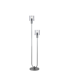 Hudson Stepped Floor Lamp 2 Light E27 Dark Grey/Smoke Wide Line Glass-1