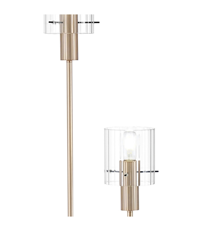 Hudson Stepped Floor Lamp 2 Light E27 Light Gold/Clear Wide Line Glass-6