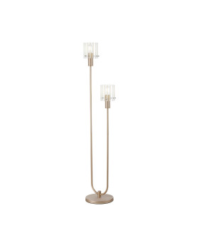 Hudson Stepped Floor Lamp 2 Light E27 Light Gold/Frosted/Clear Wide Line Glass-1
