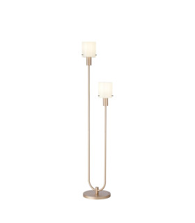 Hudson Stepped Floor Lamp 2 Light E27 Light Gold/Gloss White Wide Line Glass-1
