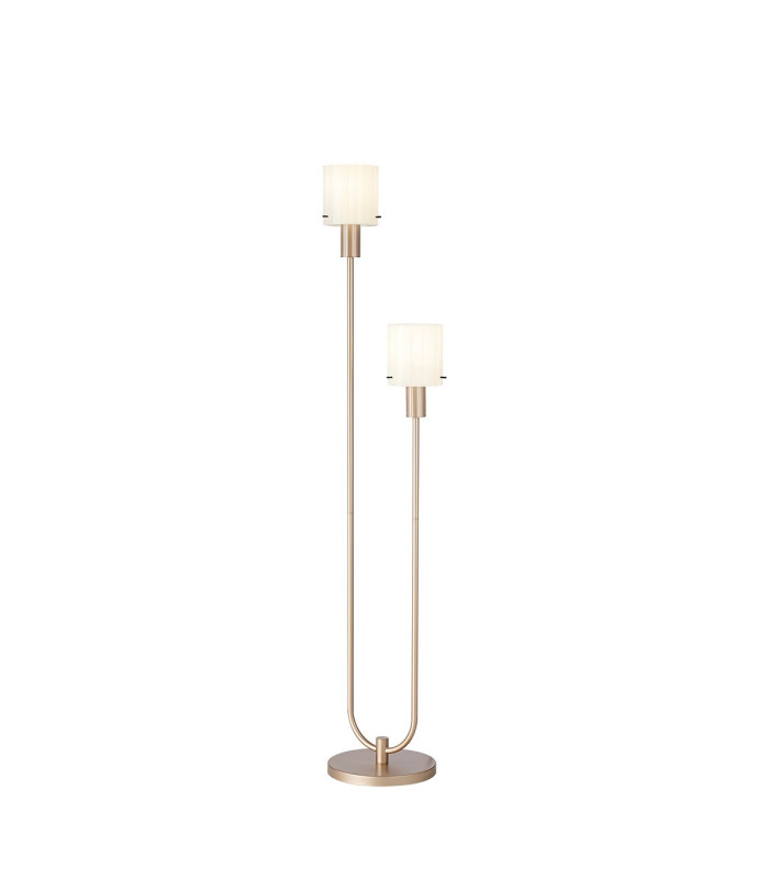 Hudson Stepped Floor Lamp 2 Light E27 Light Gold/Gloss White Wide Line Glass-1