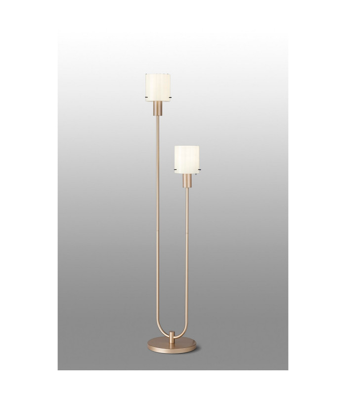 Hudson Stepped Floor Lamp 2 Light E27 Light Gold/Gloss White Wide Line Glass-3