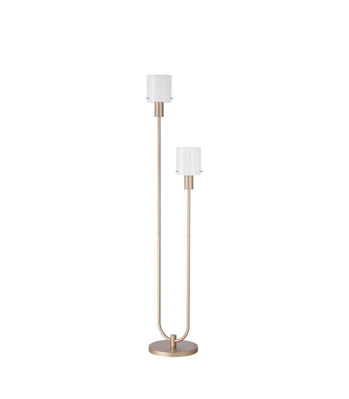 Hudson Stepped Floor Lamp 2 Light E27 Light Gold/Gloss White Wide Line Glass-4