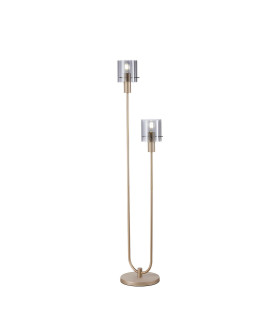Hudson Stepped Floor Lamp 2 Light E27 Light Gold/Smoke Wide Line Glass-1