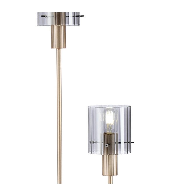 Hudson Stepped Floor Lamp 2 Light E27 Light Gold/Smoke Wide Line Glass-6