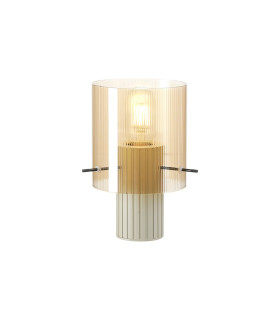 Hudson Table Lamp 1 Light E27 Beige Stone/Amber Narrow Line Glass-1