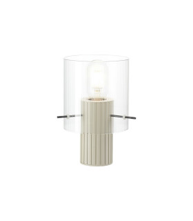 Hudson Table Lamp 1 Light E27 Beige Stone/Clear Narrow Line Glass-1