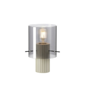 Hudson Table Lamp 1 Light E27 Beige Stone/Smoke Narrow Line Glass-1