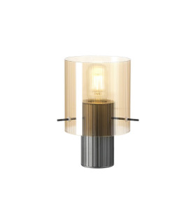 Hudson Table Lamp 1 Light E27 Dark Grey/Amber Narrow Line Glass-1