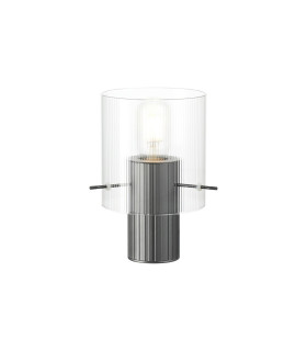 Hudson Table Lamp 1 Light E27 Dark Grey/Clear Narrow Line Glass-1