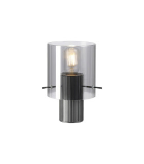 Hudson Table Lamp 1 Light E27 Dark Grey/Smoke Narrow Line Glass-1