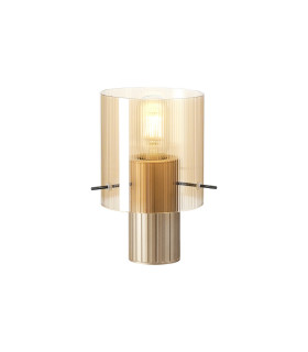Hudson Table Lamp 1 Light E27 Light Gold/Amber Narrow Line Glass-1