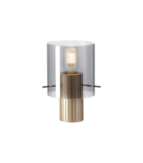 Hudson Table Lamp 1 Light E27 Light Gold/Smoke Narrow Line Glass-1