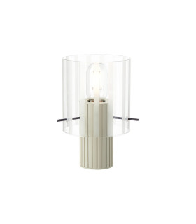 Hudson Table Lamp 1 Light E27 Beige Stone/Frosted/Clear Wide Line Glass-1