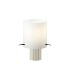 Hudson Table Lamp 1 Light E27 Beige Stone/Gloss White Wide Line Glass-1
