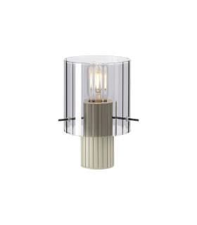 Hudson Table Lamp 1 Light E27 Beige Stone/Smoke Wide Line Glass-1