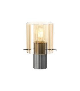 Hudson Table Lamp 1 Light E27 Dark Grey/Amber Wide Line Glass-1
