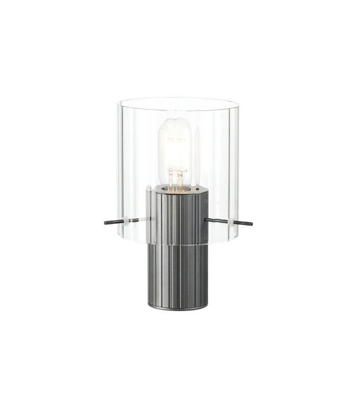 Hudson Table Lamp 1 Light E27 Dark Grey/Clear Wide Line Glass-1