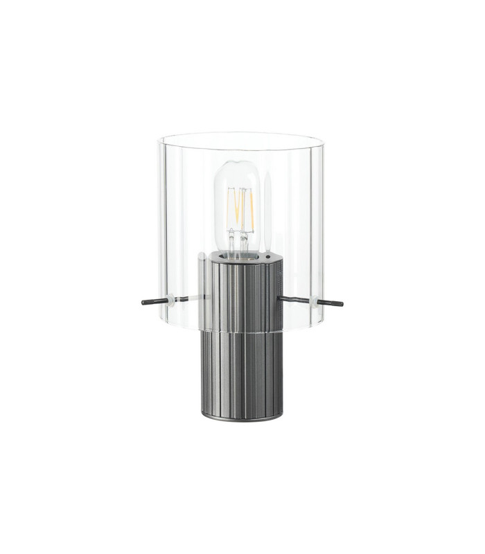 Hudson Table Lamp 1 Light E27 Dark Grey/Clear Wide Line Glass-4