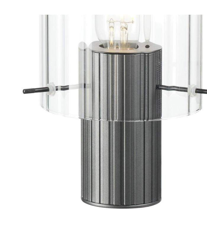 Hudson Table Lamp 1 Light E27 Dark Grey/Clear Wide Line Glass-5