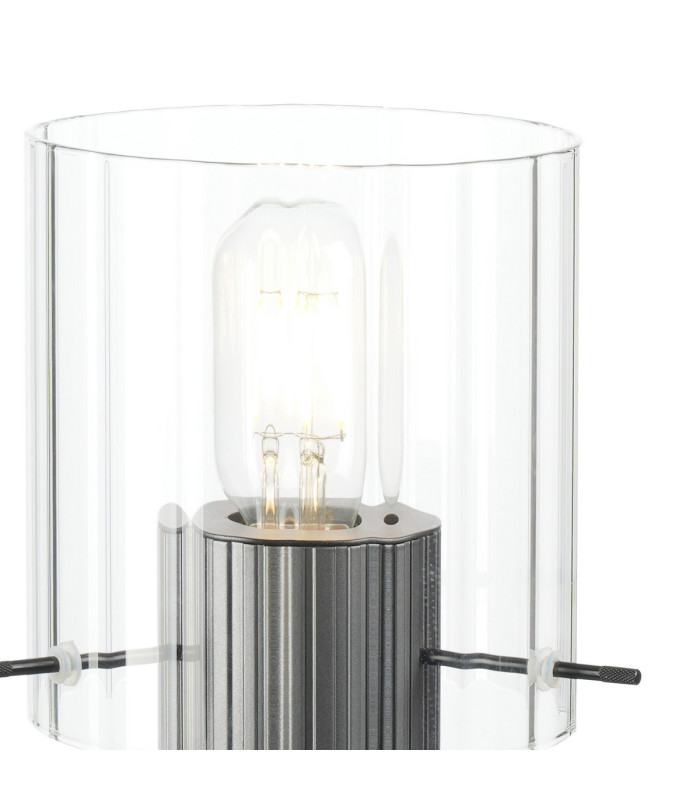 Hudson Table Lamp 1 Light E27 Dark Grey/Clear Wide Line Glass-6