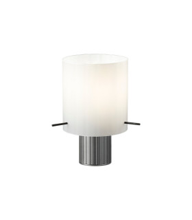 Hudson Table Lamp 1 Light E27 Dark Grey/Gloss White Wide Line Glass-1