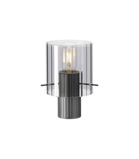 Hudson Table Lamp 1 Light E27 Dark Grey/Smoke Wide Line Glass-1
