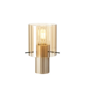 Hudson Table Lamp 1 Light E27 Light Gold/Amber Wide Line Glass-1