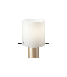 Hudson Table Lamp 1 Light E27 Light Gold/Gloss White Wide Line Glass-1