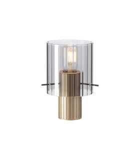 Hudson Table Lamp 1 Light E27 Light Gold/Smoke Wide Line Glass-1