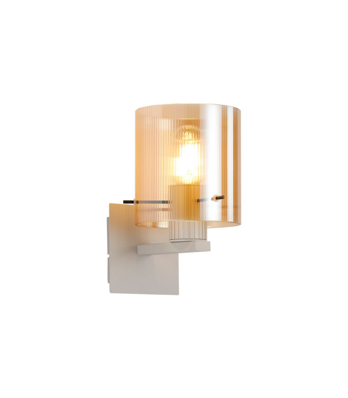 Hudson Single Switched Wall Lamp 1 Light E27 Beige Stone/Amber Narrow Line Glass-1