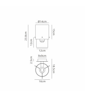 Hudson Single Switched Wall Lamp 1 Light E27 Dark Grey/Clear Narrow Line Glass-2