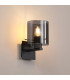 Hudson Single Switched Wall Lamp 1 Light E27 Dark Grey/Smoke Narrow Line Glass-3
