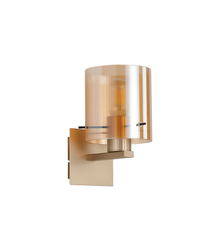 Hudson Single Switched Wall Lamp 1 Light E27 Light Gold/Amber Narrow Line Glass-4
