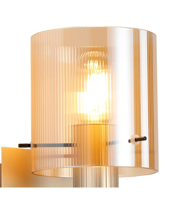 Hudson Single Switched Wall Lamp 1 Light E27 Light Gold/Amber Narrow Line Glass-6