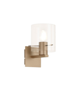 Hudson Single Switched Wall Lamp 1 Light E27 Light Gold/Clear Narrow Line Glass-1