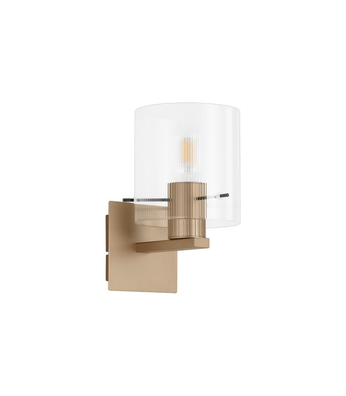 Hudson Single Switched Wall Lamp 1 Light E27 Light Gold/Clear Narrow Line Glass-4