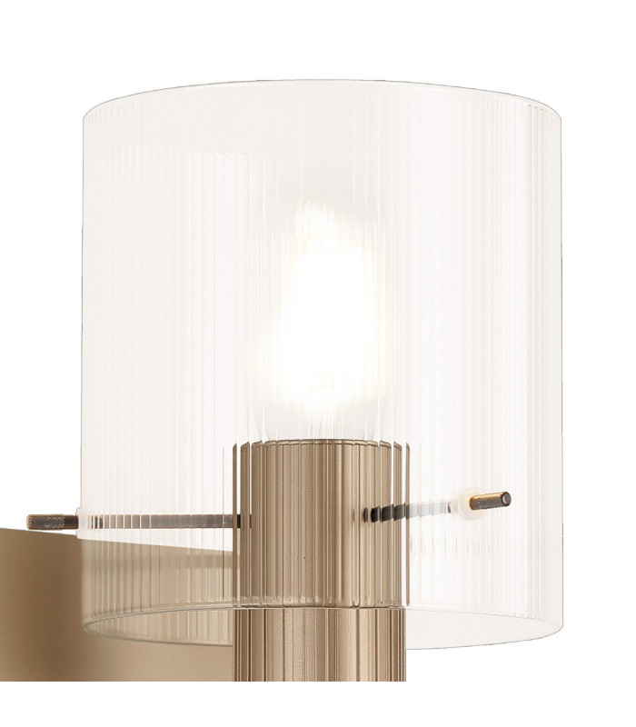 Hudson Single Switched Wall Lamp 1 Light E27 Light Gold/Clear Narrow Line Glass-6