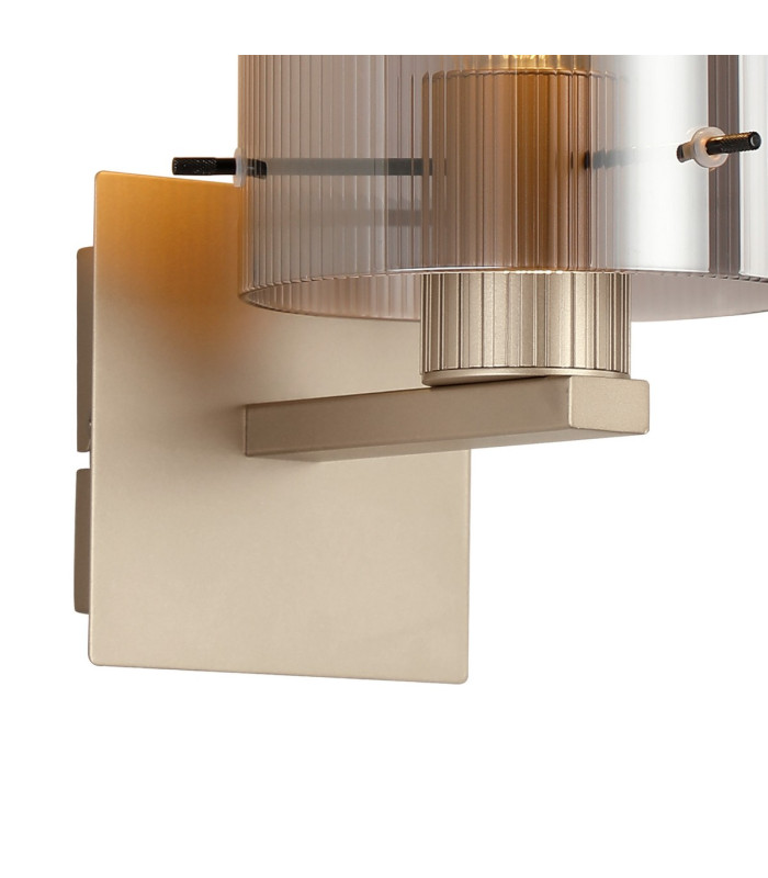 Hudson Single Switched Wall Lamp 1 Light E27 Light Gold/Smoke Narrow Line Glass-5