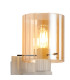 Hudson Single Switched Wall Lamp 1 Light E27 Beige Stone/Amber Wide Line Glass-6
