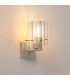 Hudson Single Switched Wall Lamp 1 Light E27 Beige Stone/Frosted/Clear Wide Line Glass-3